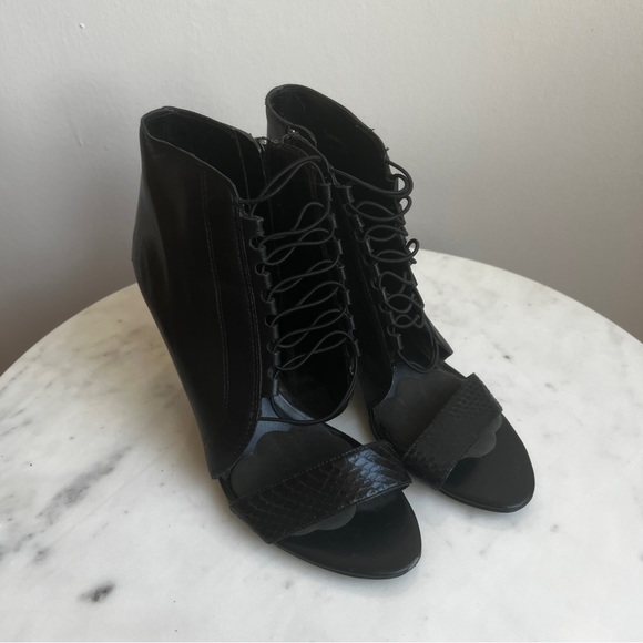 ALDO - Black Snakeskin Wedge Heels - Size 38 - Picture 2 of 5